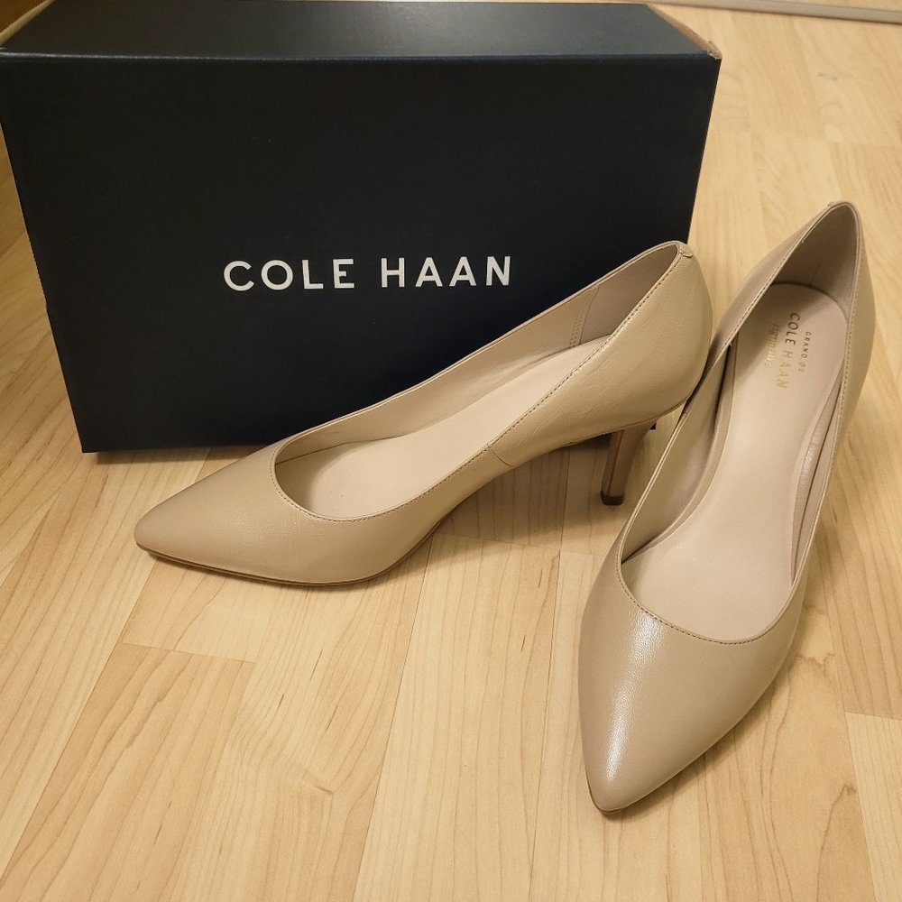 New Cole Haan Juliana Pump Nude Leather Heel
